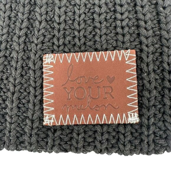 Love Your Melon Beanie Classic Black Brown Patch Knit Cap Warm Winter One Size - Picture 2 of 7